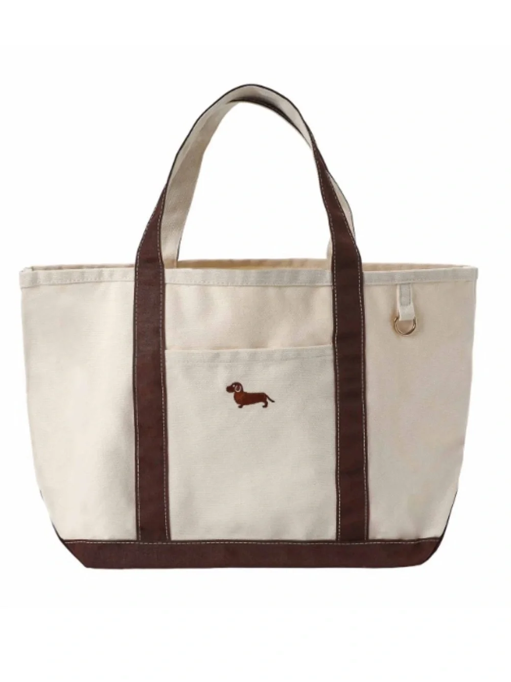 Iconic Canvas Dachshund Tote Bag in Cream and Brown